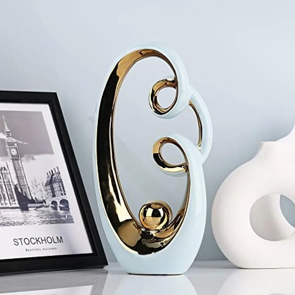 Modern Ceramic Statue Home Decor Pink Gold Sculpture Living Room Office