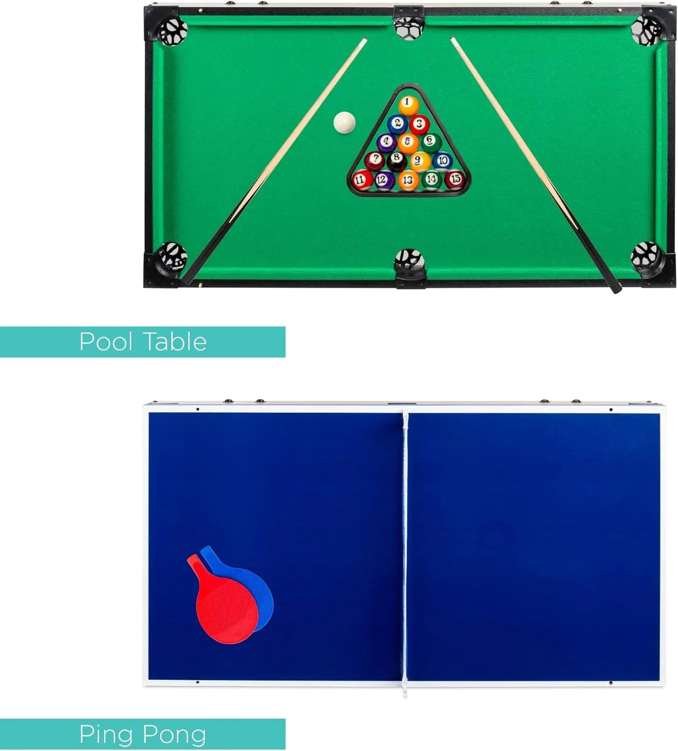 4-in-1 Multi Game Table Billiards, Air Hockey, Foosball, Table Tennis
