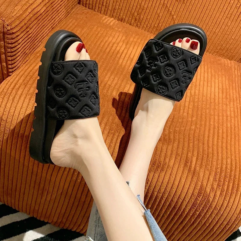 Ladies Magic Sticker Flat Slippers