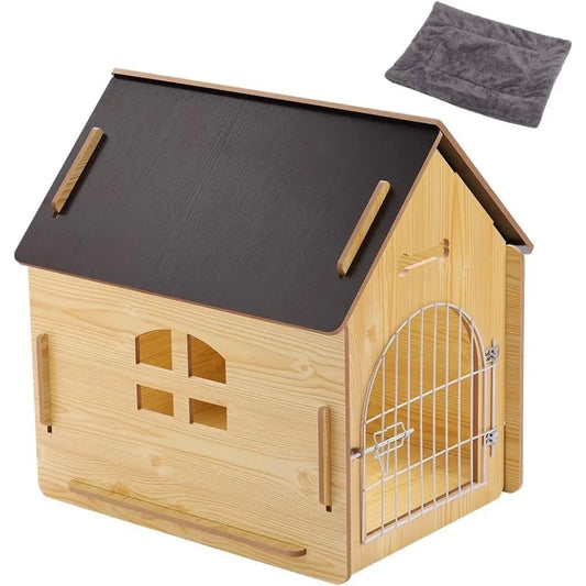 Wooden Pet House With Roof for Dogs