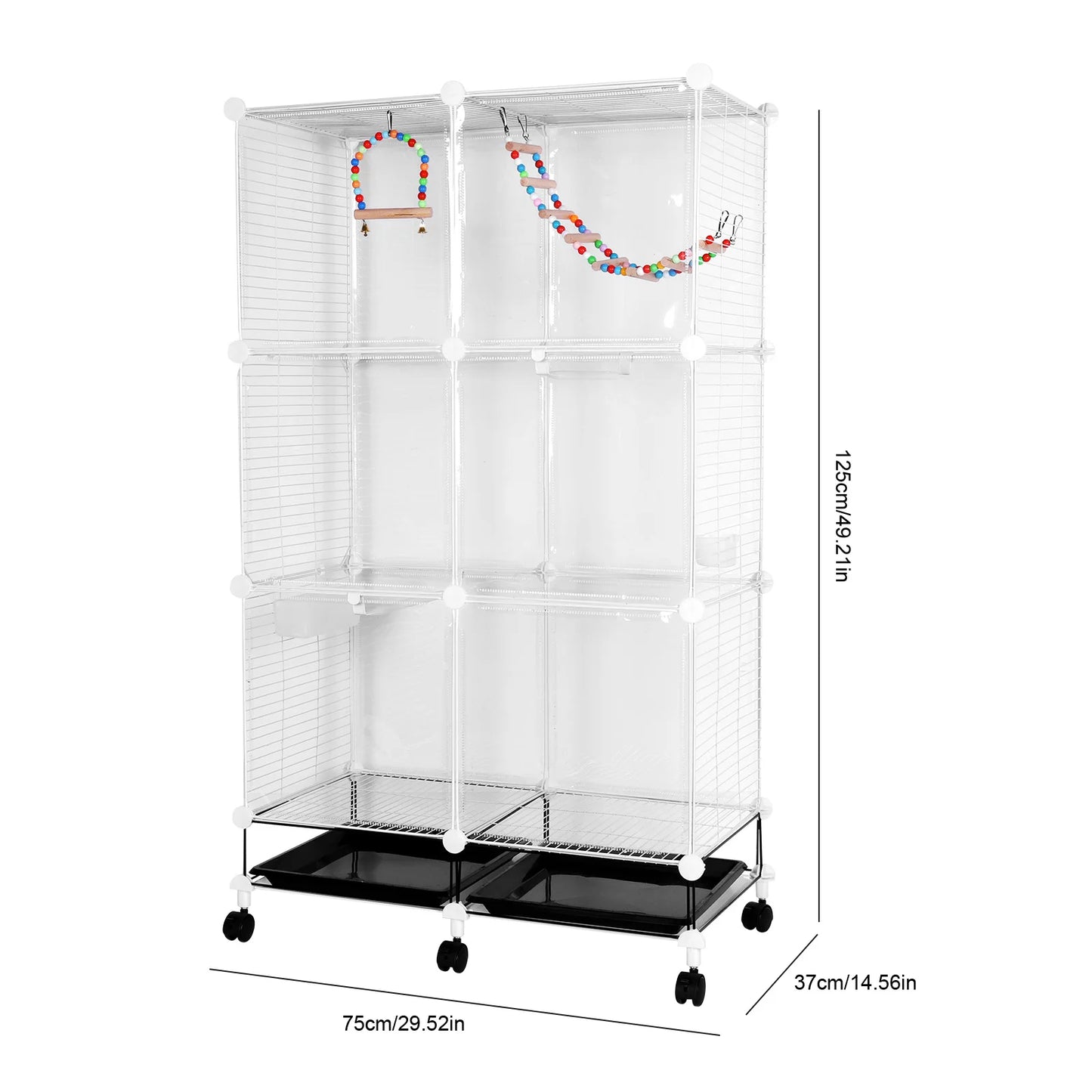 Bird Cage Universal with Wheels Stand Tray Swing Ladder