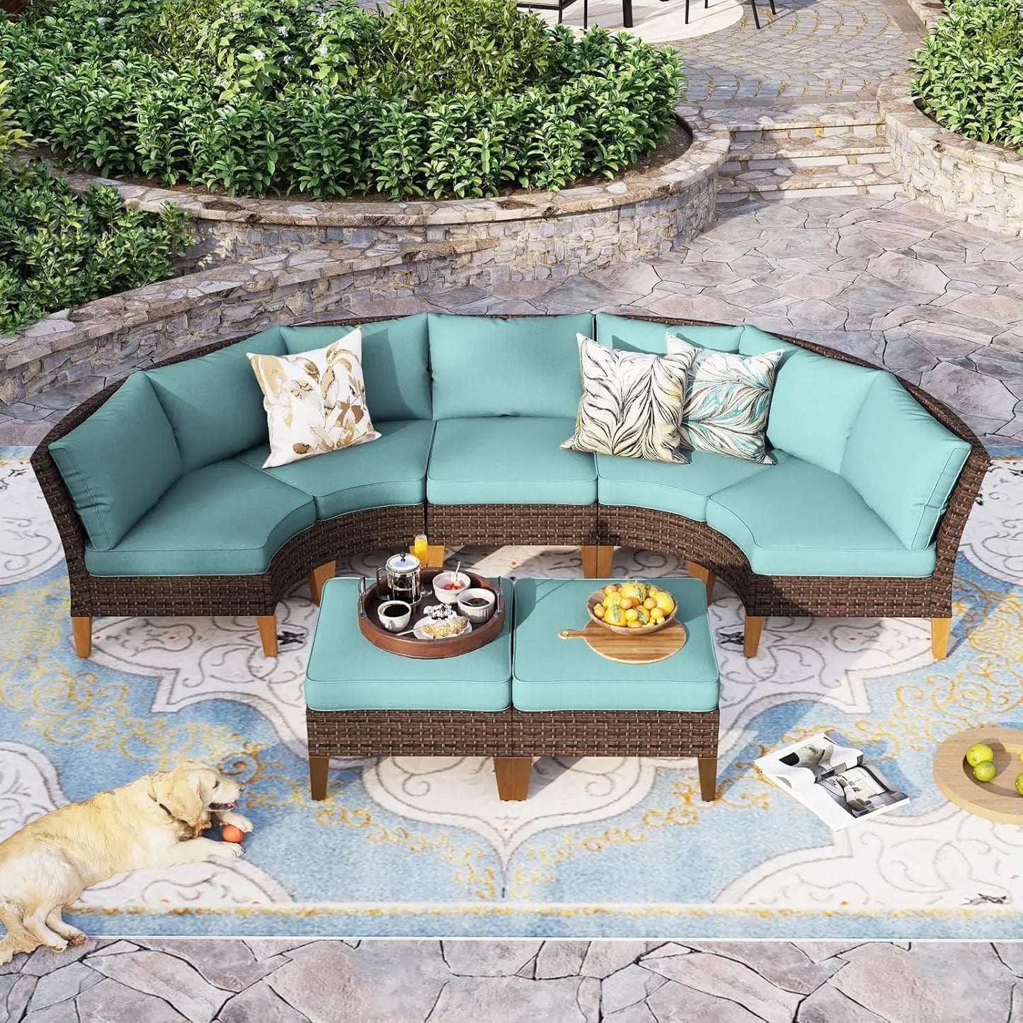 12 Piece Curved Outdoor Sectional Sofa Set