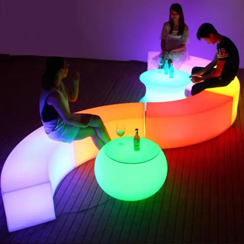 Creative 16 Colors Changing Led Lighting Curved Bar Stools