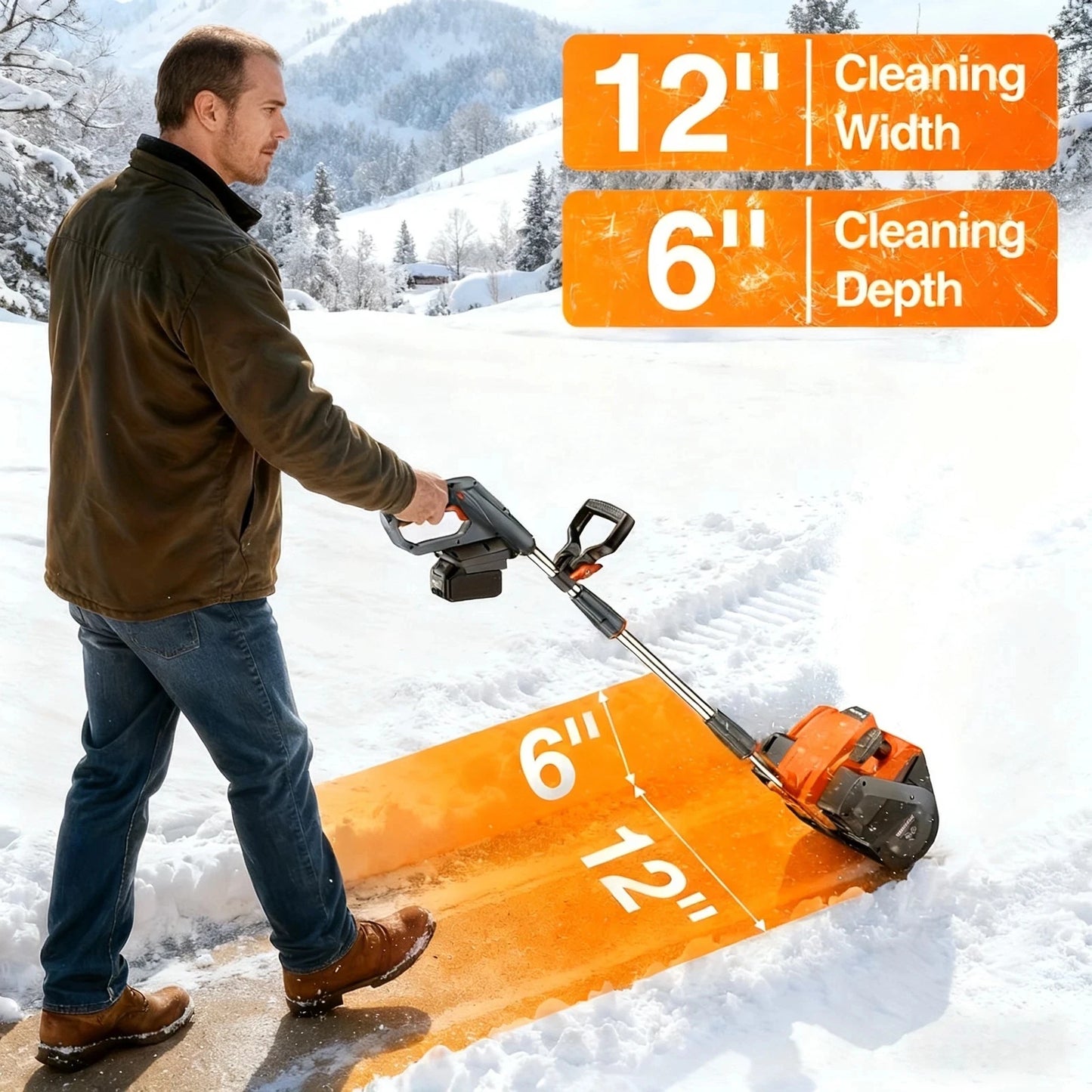 Cordless Snow Blower w/LED Light 23 Ft Thrower Distance