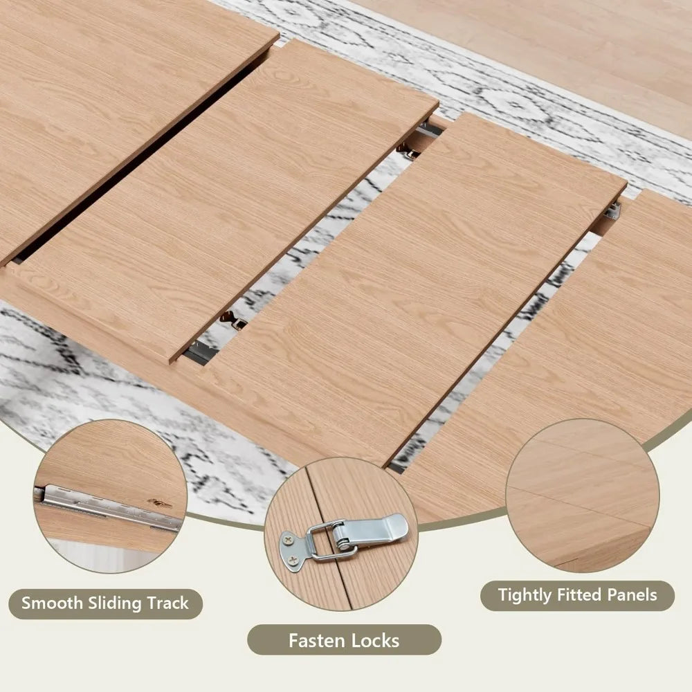 Expandable Kitchen Table for 4/6/8 People with Runner