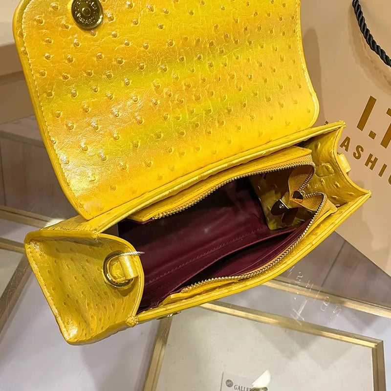 Ostrich Pattern Underarm Elegant Crossbody Bag