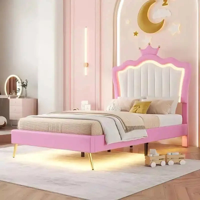 Twin Size Princess Bed with Storage Drawers and LED