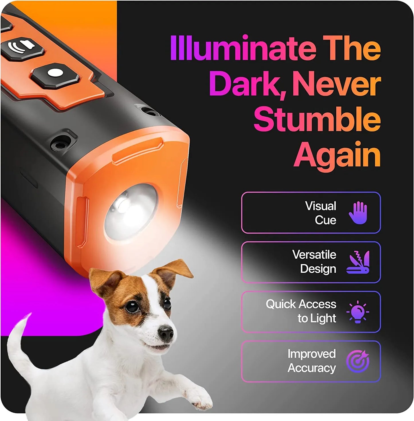Dog Repeller Ultrasonic Deterrent Device with LED Flashlight