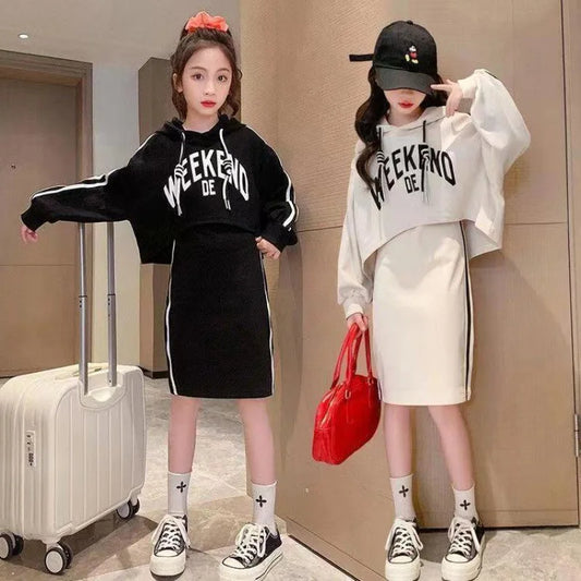 Spring Autumn Baseball Suits Children Jacket Pleated Skirt 2Pcs Set Jk Student Uniform Suit Kids Loungewear Girls Sports Suit