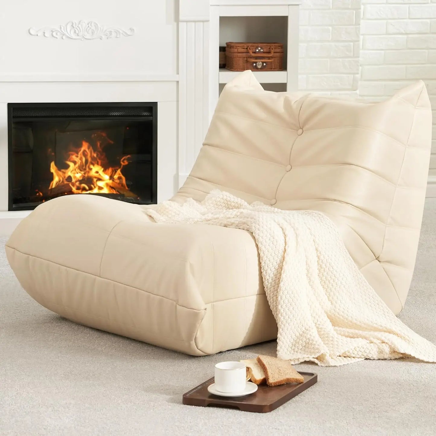 Giant Bean Bag Sofa Memory Foam Faux Leather