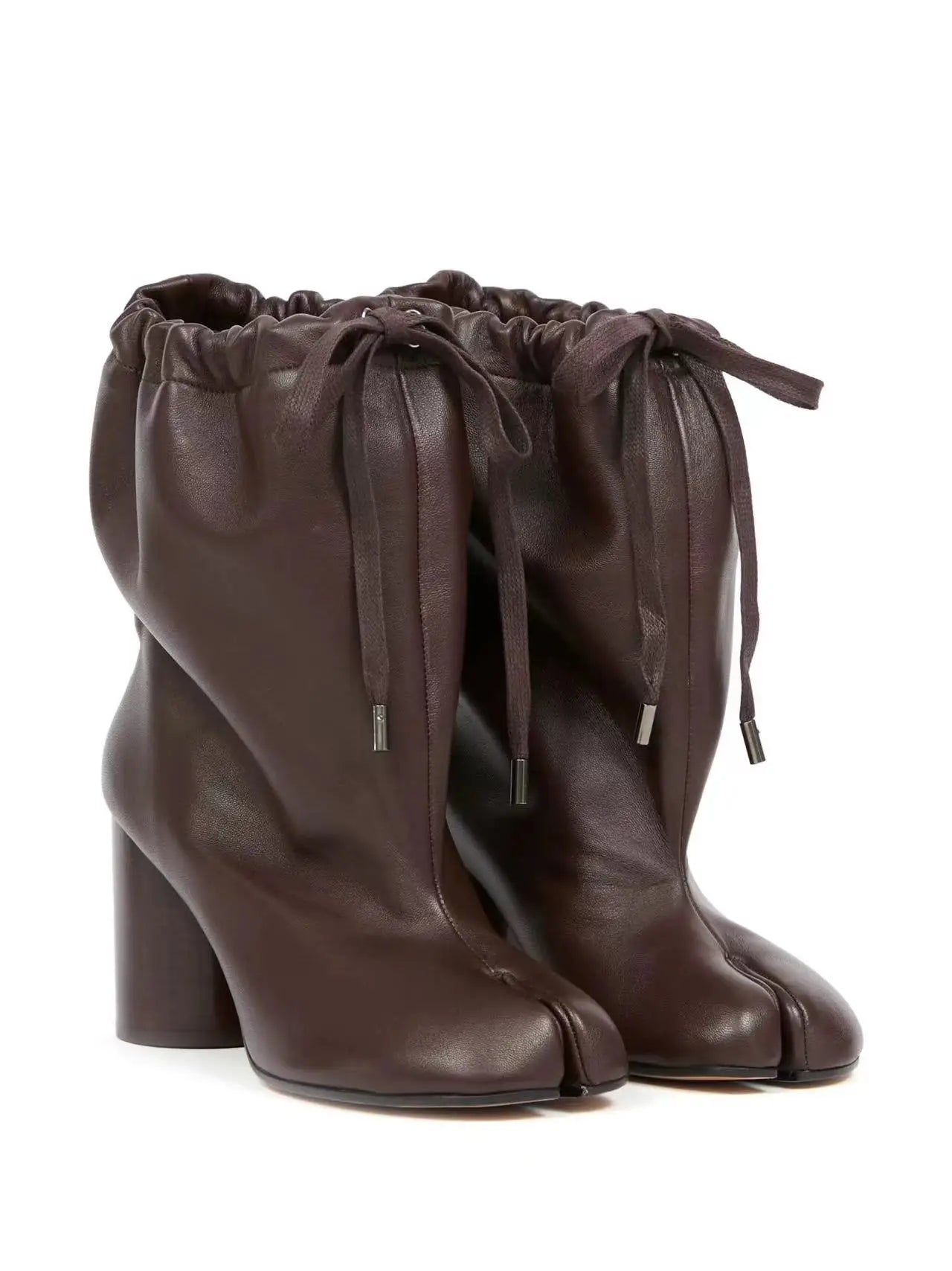 Fashion Split Toe Genuine Leather Round Heel Boots