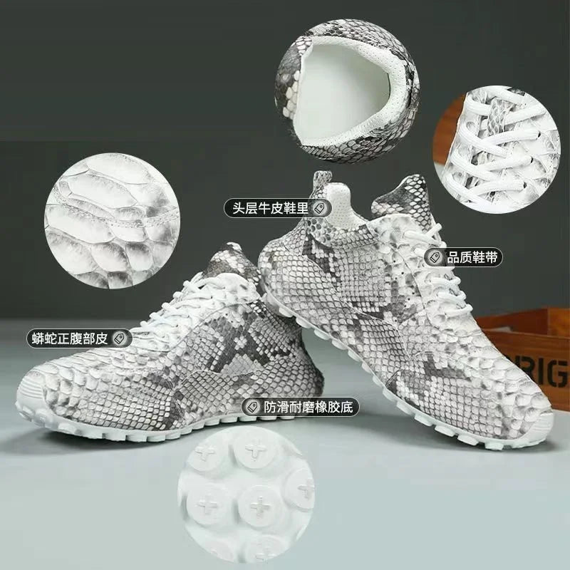 Snake Skin causal shoes genuine leather sneaker