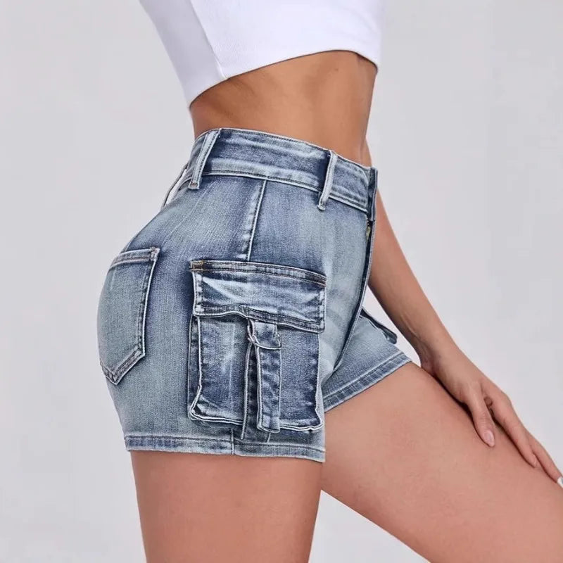 Sexy High Waist Casual Cargo Denim Shorts