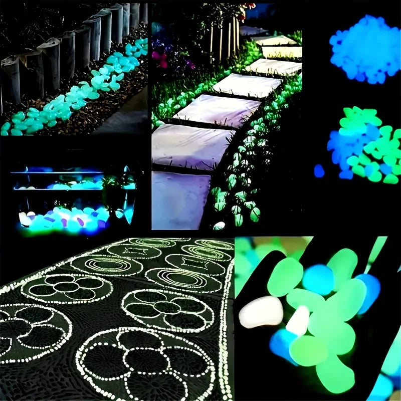 Glow-in-the-Dark 1000-2000pc Colorful Glowing Stones Garden Landscape