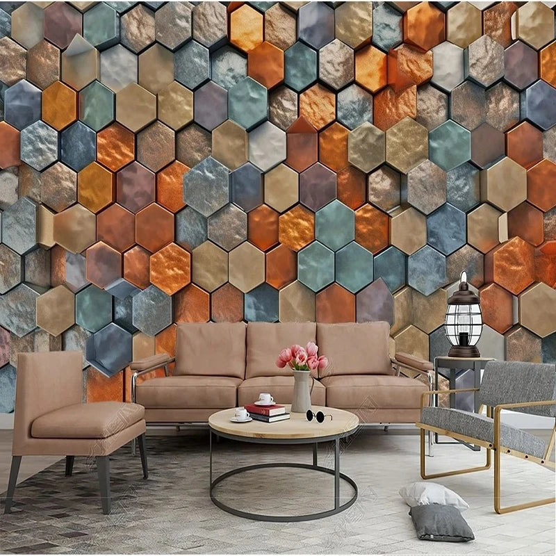 Custom 3D Mural Wallpaper Modern Colorful Marble