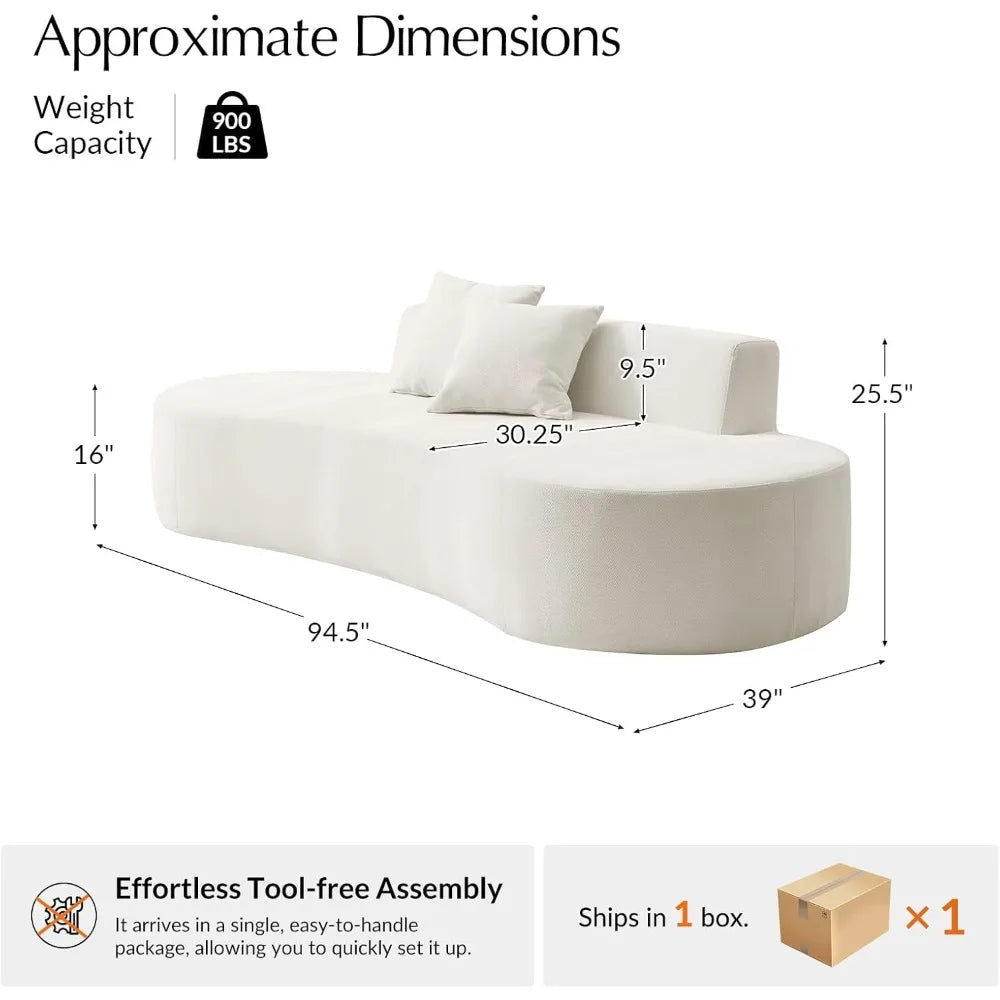 94.5" Curved Modern Compressed Foam Sofa