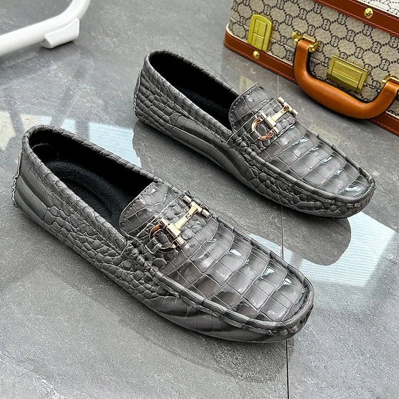 High Quality Snakeskin Leather Mens Loafers