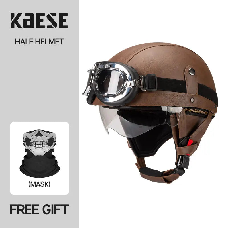 Vintage Half Face Motorcycle Helmet Unisex