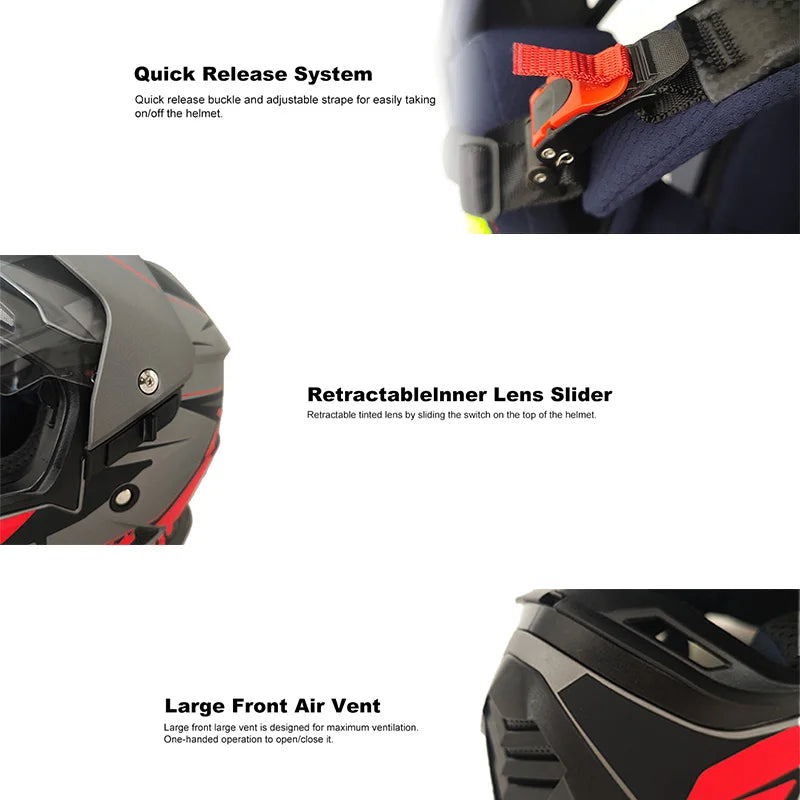 DOT & ECE Certified Off-Road Helmet - Lightweight, Full Face Protection