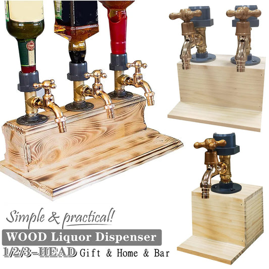 Wooden Whiskey Liquor Dispenser Faucet Shaped