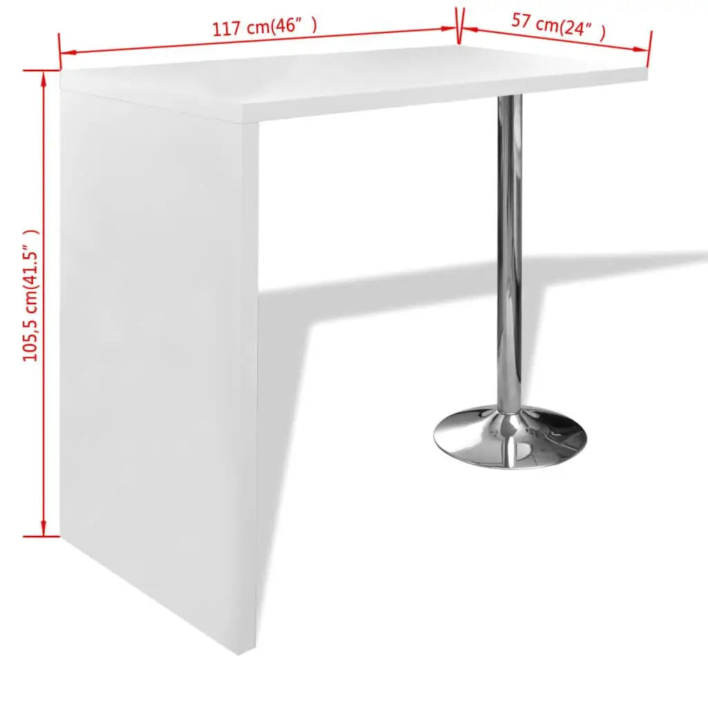 High Gloss White Bar Table with Single Steel Leg