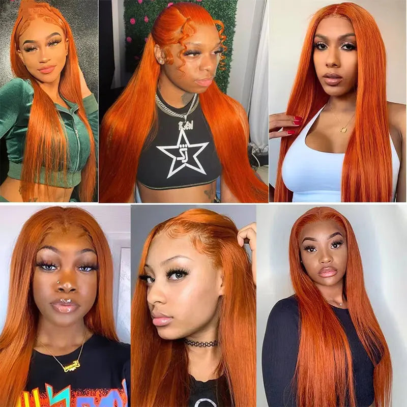 Straight Ginger Orange 13x4 Lace Front Wig 100% Human Hair