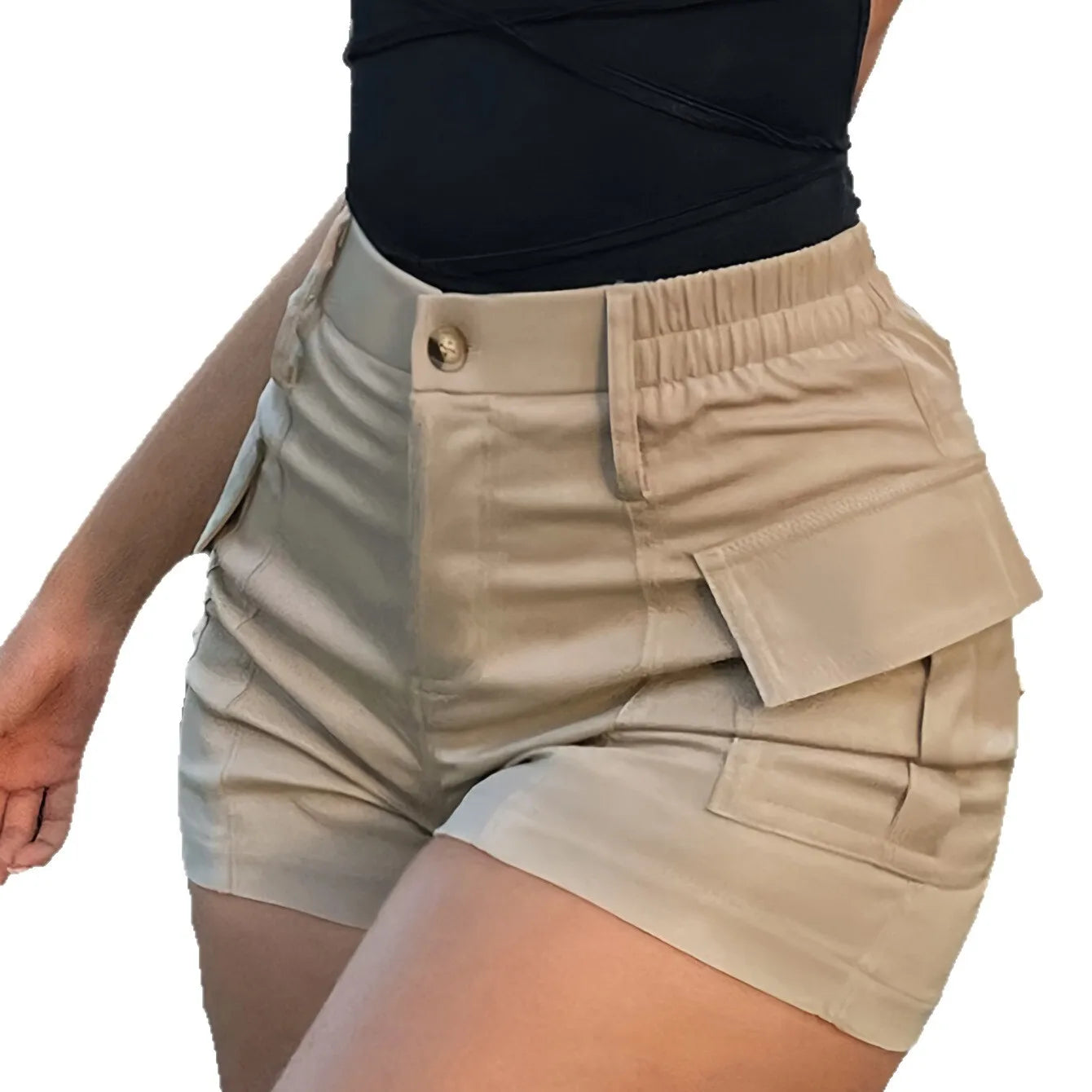 Fashion Casual Slim High Waist Pocket Cargo Shorts