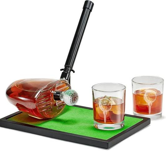 Golf Club Whiskey Decanter with Shot Glasses