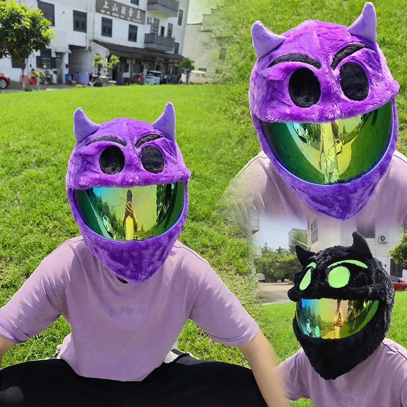Cartoon Motorcycle Helmet Cover Fluffy Plush