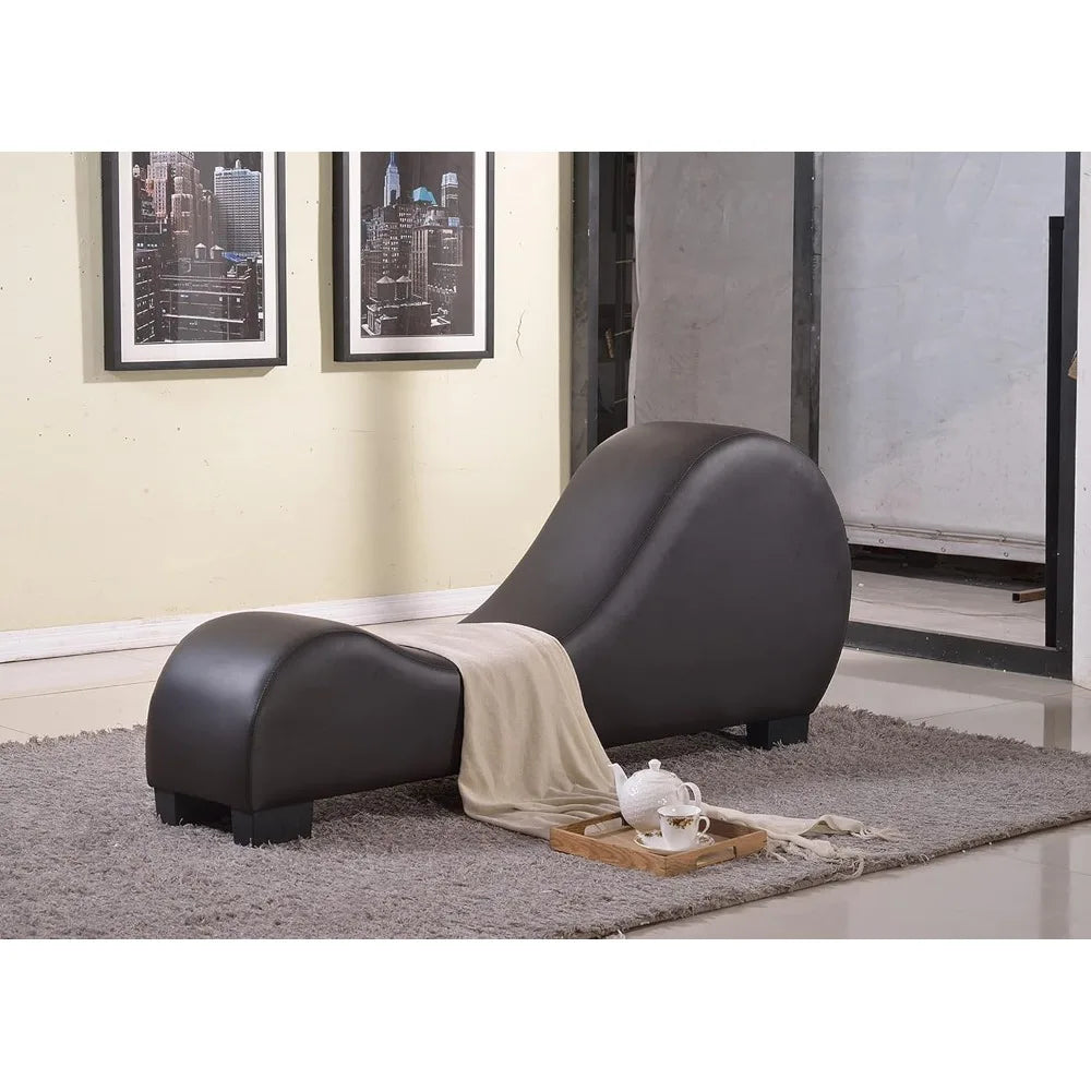 Modern Faux Leather Curved Lounge Chaise