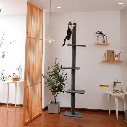 Adjustable Height Cat Tree Floor to Ceiling Tower
