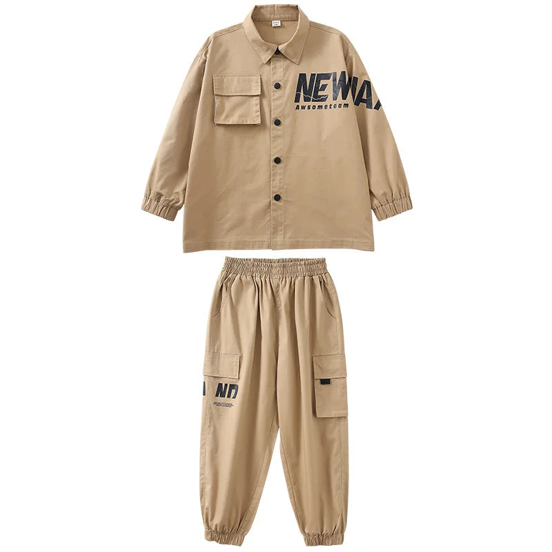 Kid K pop Hip Hop Clothing Khaki