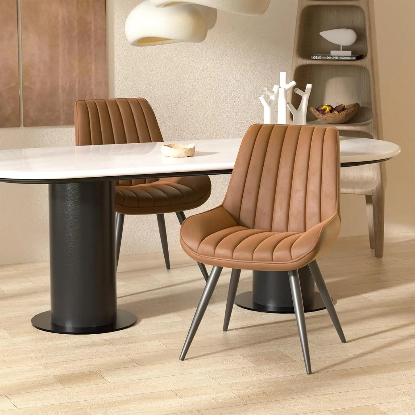 Modern Dining Set of 4, Comfy Chairs with Thick Cushions