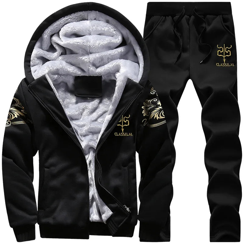 Men's Hooded Jacket Pants Two-Piece Set