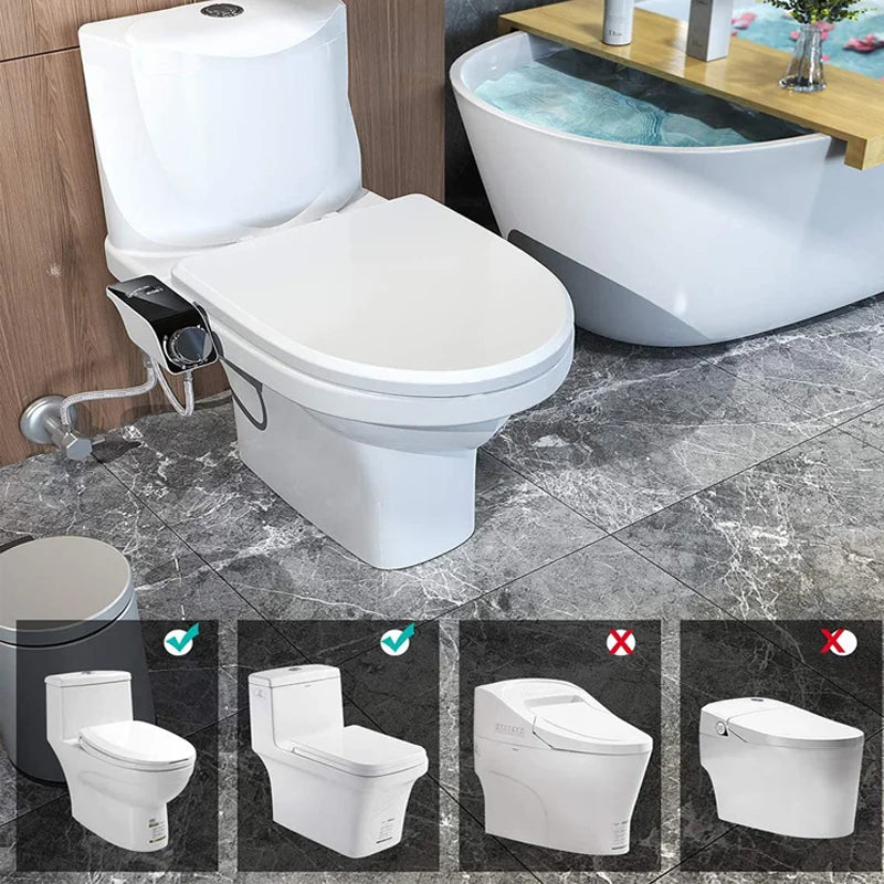 Bidet Toilet Seat Attachment Non-Electric Self-Cleaning Dual Nozzles