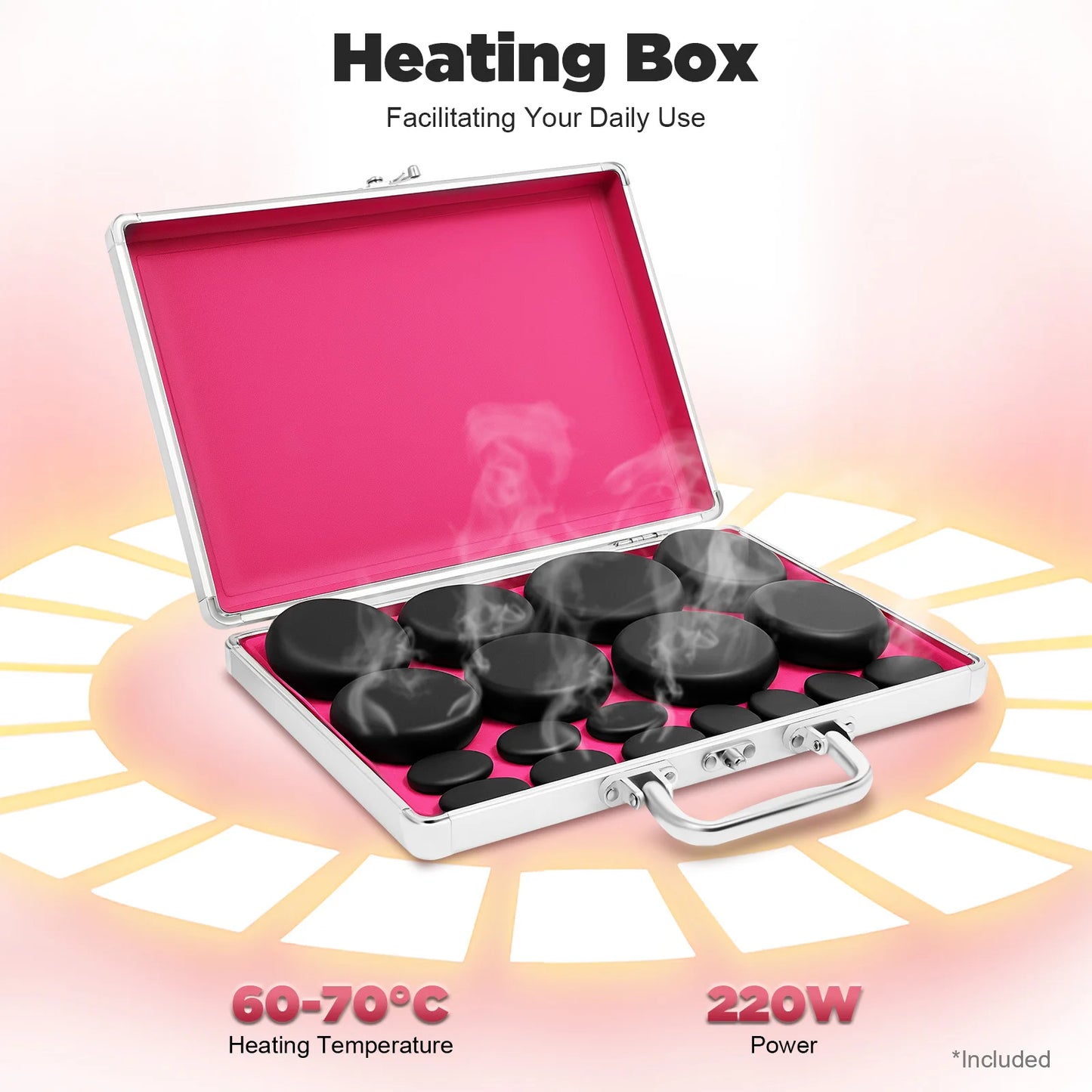Professional Hot Stone Massage Kit 20pcs Natural Volcanic Basalt Stones