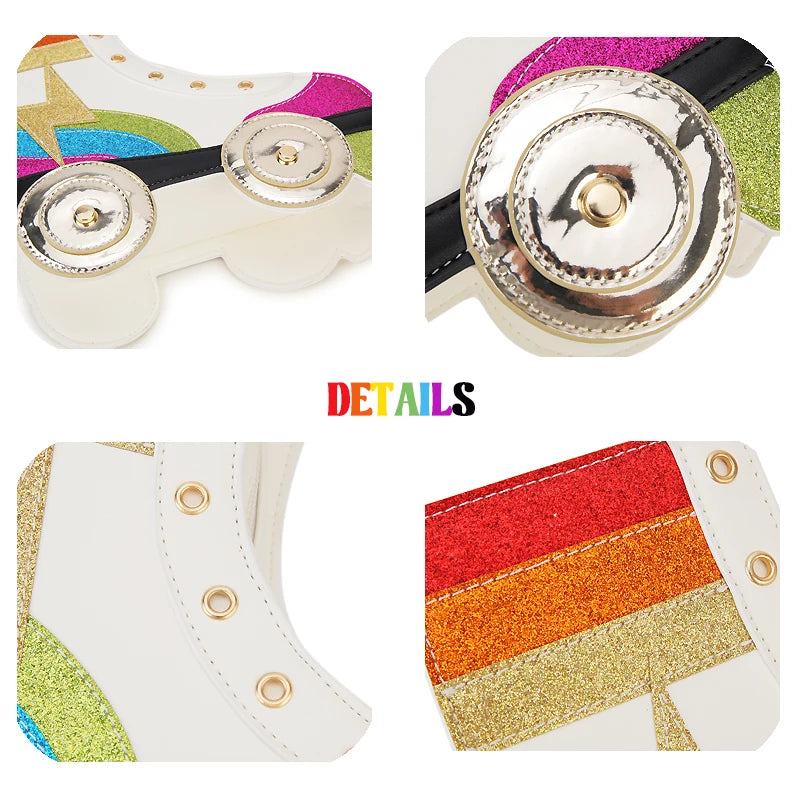 Fun Rainbow Glitter Roller Skate Handbag