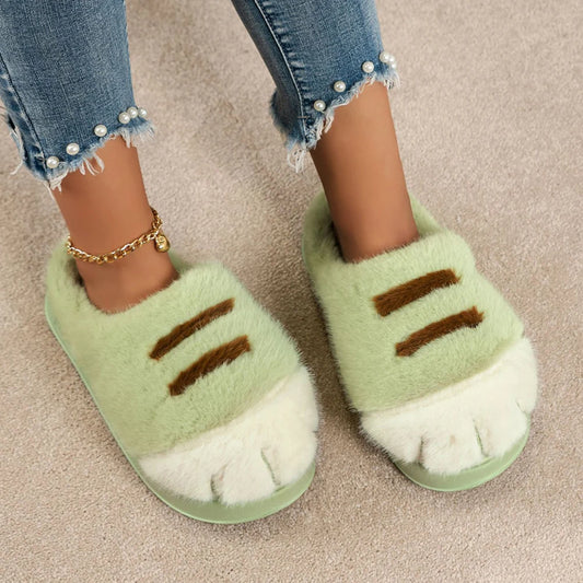 Cat Paw Plush Slip-on House Shoes