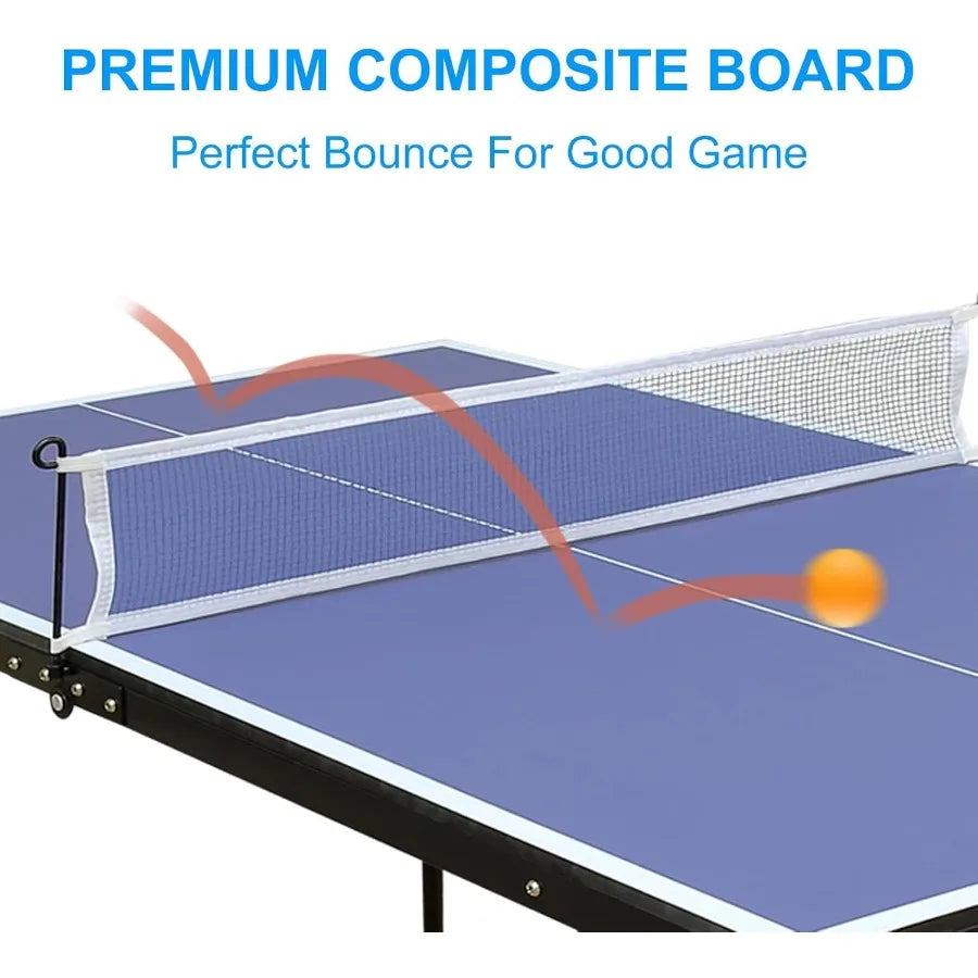 Foldable Ping Pong Table Portable 4.5FT/6FT/9FT