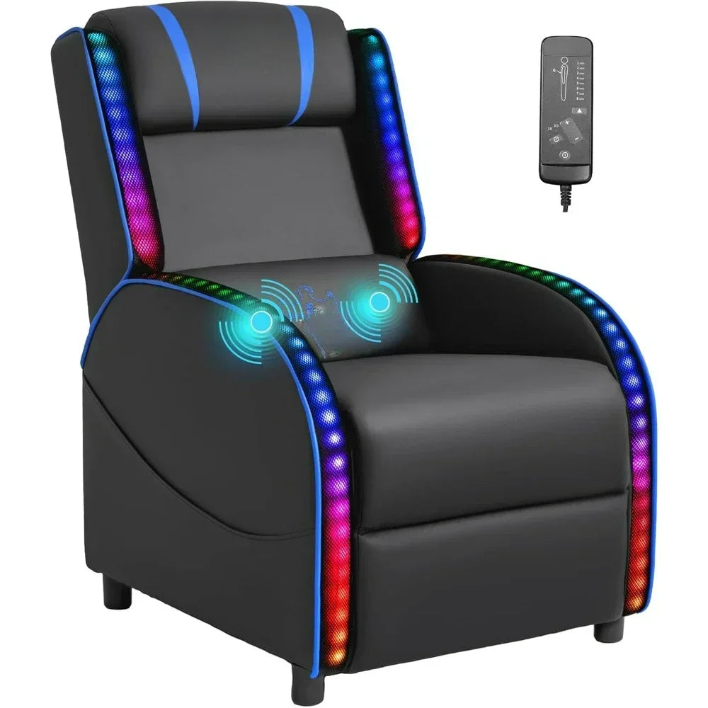 LED Gaming Massage Recliner Chair Racing Style