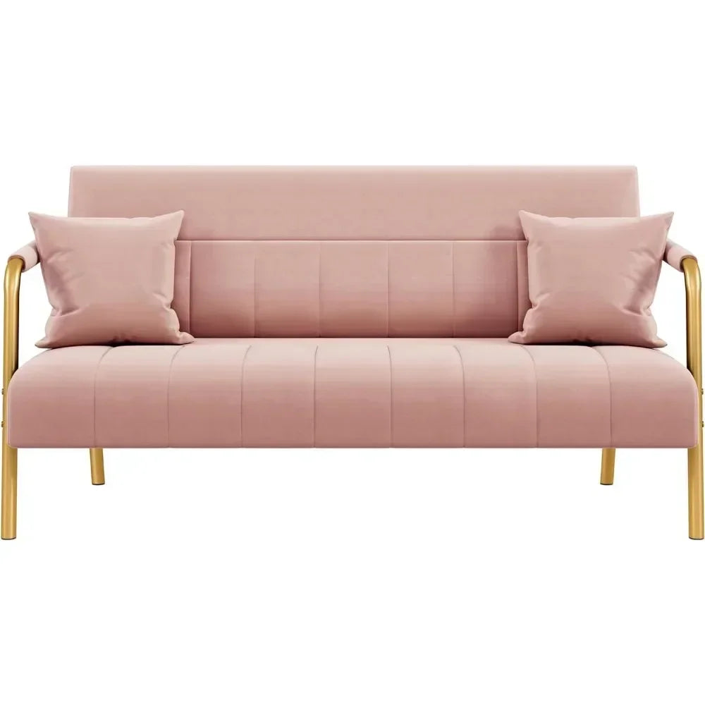 56.5" W Modern Loveseat 2 Seater Studio Pink