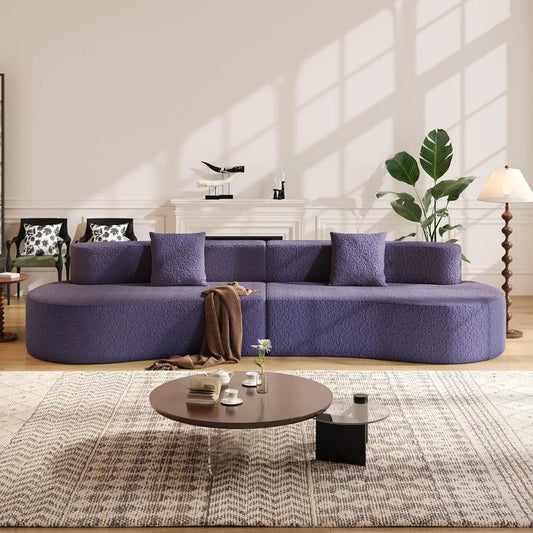 109" Modern Sectional Curved 4-Seater Sofa with 2 Throw Pillows