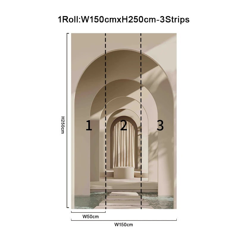 3D Arch Mural Wallpaper Self-adhesive Removable