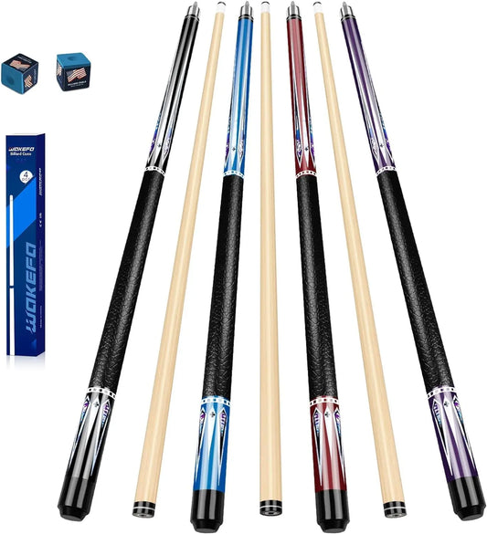 Billiard Cues 58 Inch Maple Wood Pool Sticks Set of 4