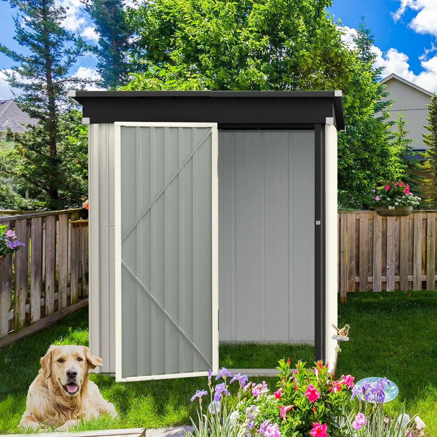 Outdoor Storage Shed, 5' x 3' Heavy Duty Galvanized Metal