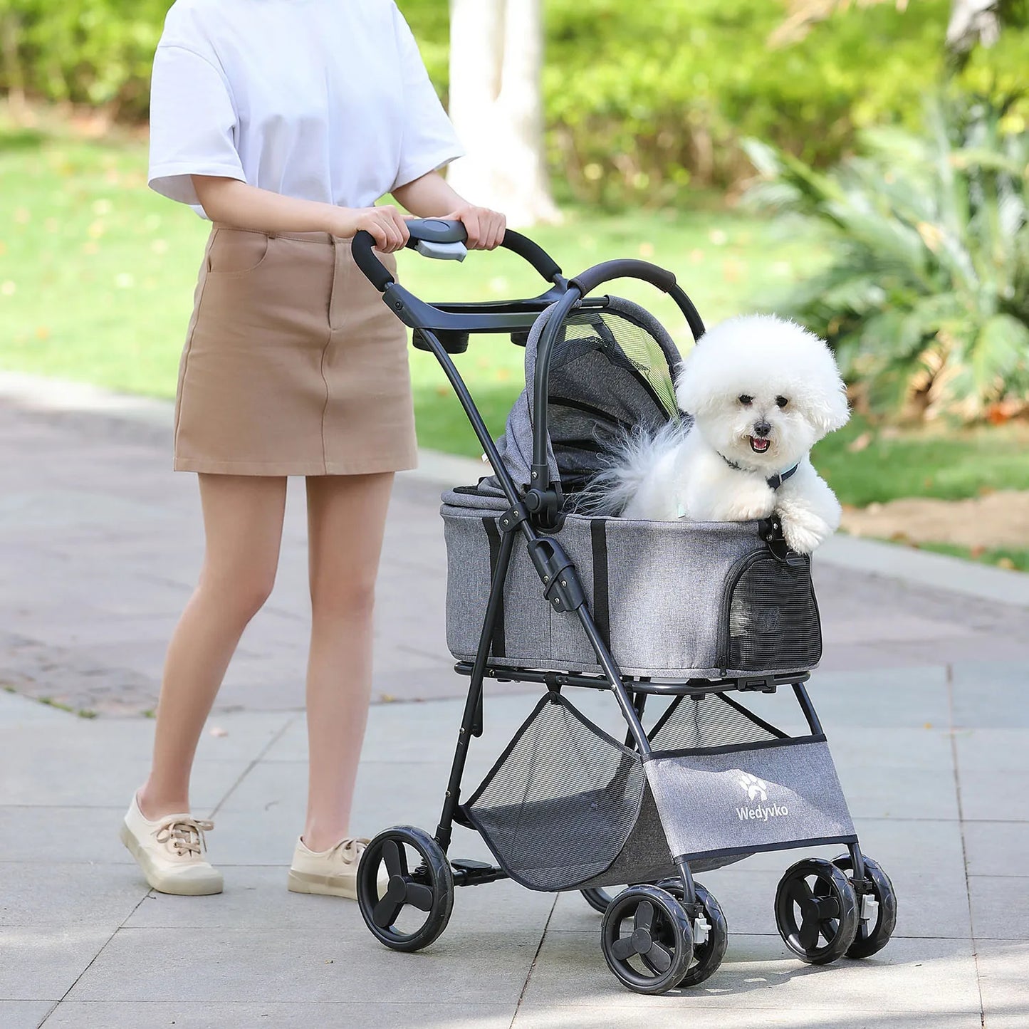 3 in1 Pet Stroller with Removable Carrier, Folding Waterproof