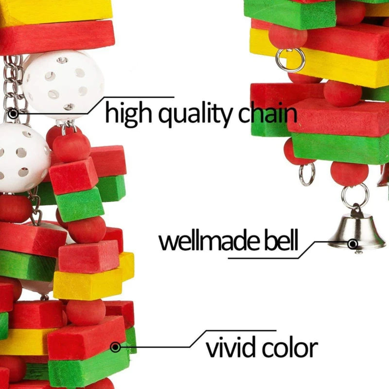Pet Bird Chewing Toy Colorful Wooden Blocks