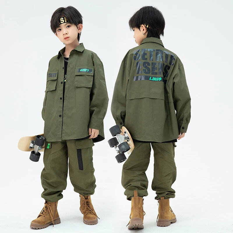 Hip Hop Long Sleeves Tooling Coat Pants Boys