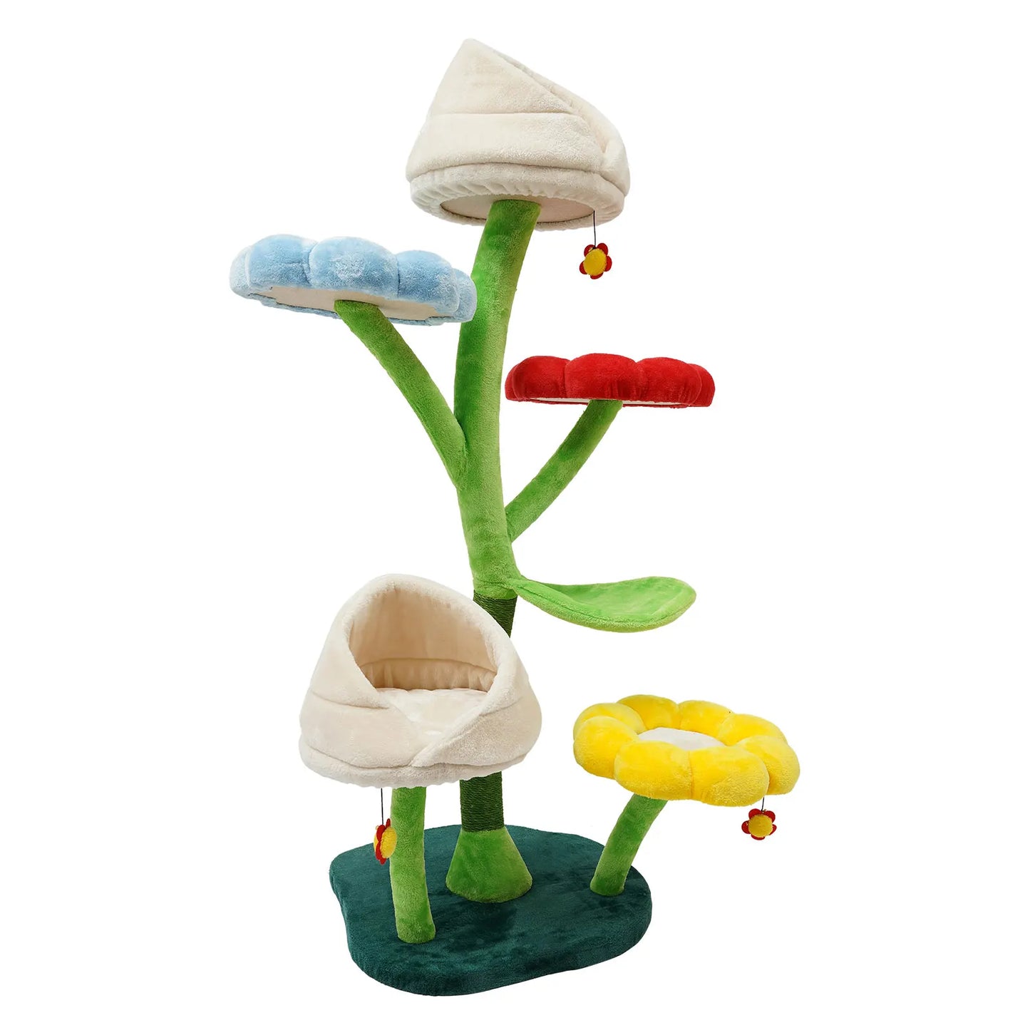 6-Level Flower Shape Plush Balls Cat Condo