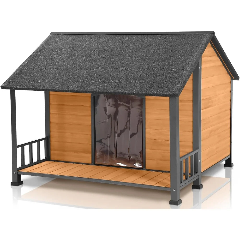 Weatherproof Doghouse All-Around Iron Frame & Fir Wood